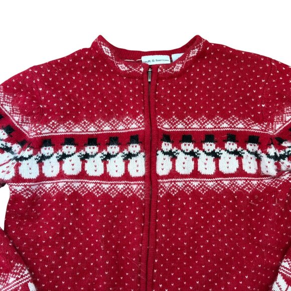 Vintage Croft & Barrow M Nordic Fair Isle Cardigan Ugly Christmas Snowman - Picture 2 of 4